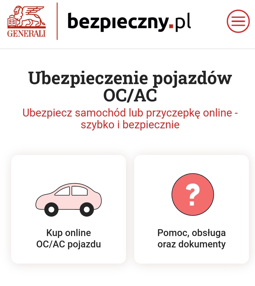 GENERALI / Bezpieczny.pl Ubezpieczenie Pojazdów OC/AC